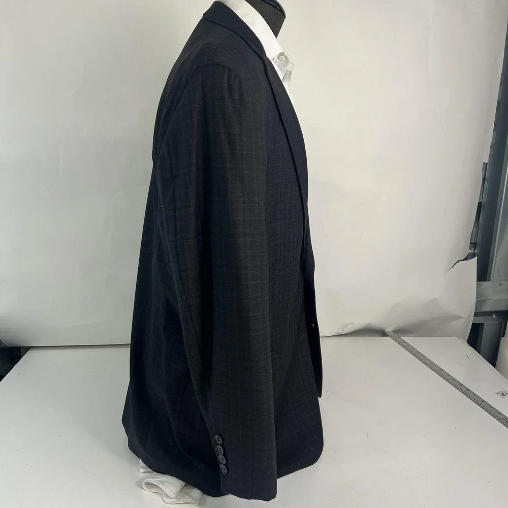 Brooks Brothers Blazer Mens 44 Gray Check Wool 1818 Madison Saxon USA Sport Coat